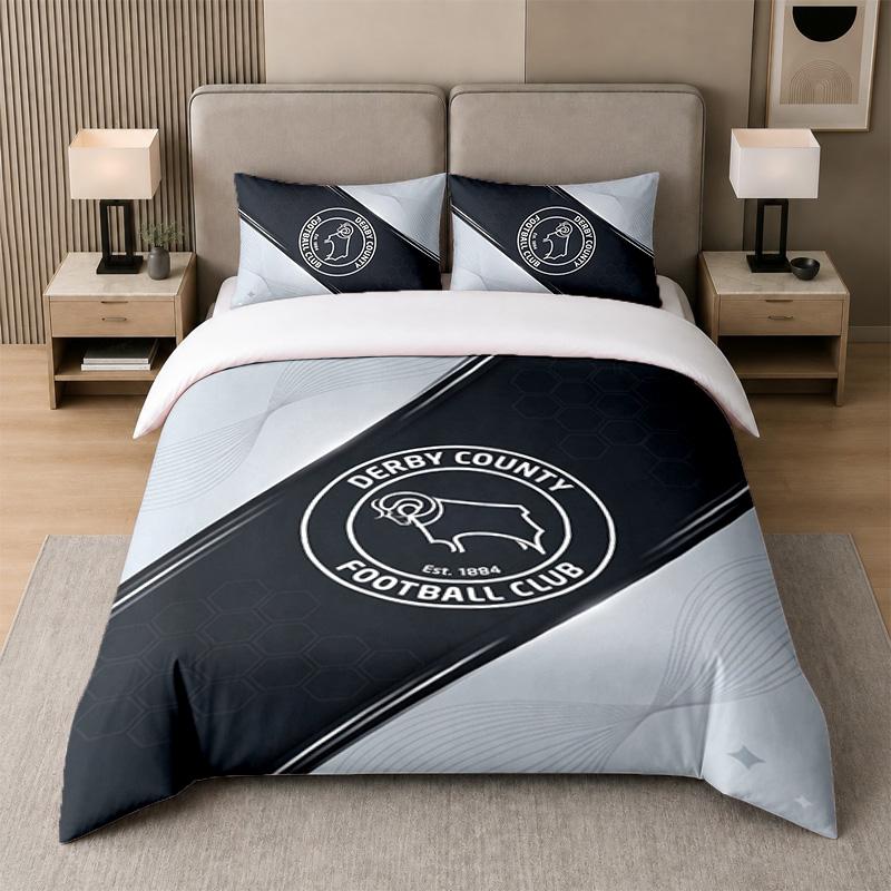 3Pcs Bedding SetDerby County Soft Bed Sheet and Two Pillowcases Home Bedroom Decor