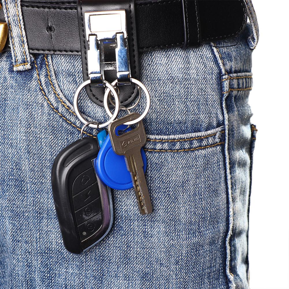 Detachable Belt Buckle Clip Stainless Steel Key Chain Keychain Key Ring Holder 2 Loops
