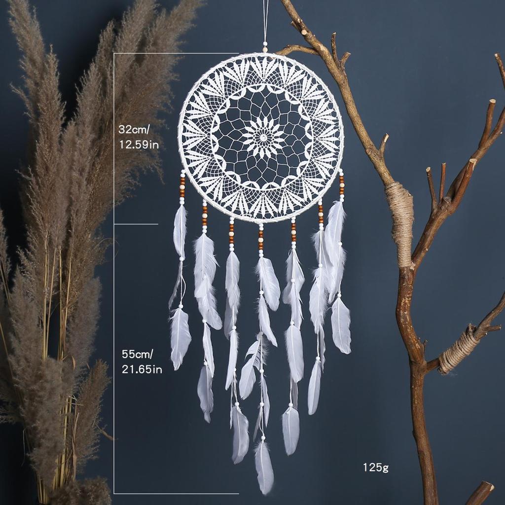 Богемский ловец снов из перьев ручной работы для украшения интерьера