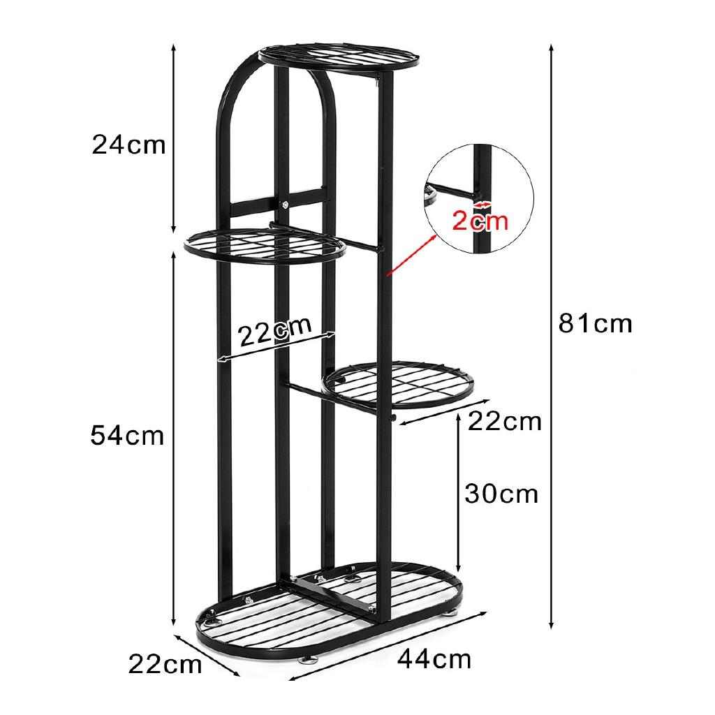 4-Tiers Iron Art Tree Design Plant Stand Holder Flower Pot Rack Garden Shelf Stand Outdoor Indoor Black White