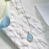 Blue Elliptic Water Drop Neckalce For Women Wedding Party Jewelry Elegant Female Neck Choker Chain