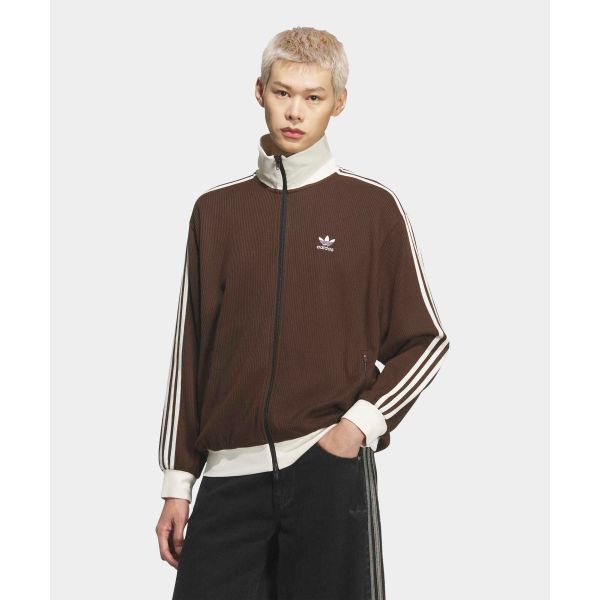 adidas Оригиналы Вафельная Классическая Спортивная Куртка на Молнии с Полосками Дышащая с Длинным Рукавом Унисекс куртки KQ6865