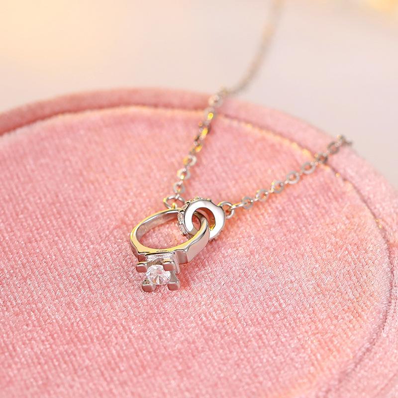 Ожерелье с подвеской в виде двойного кольца из серебра 925 пробы Banyan Tree Mobius - легкая роскошная цепочка на ключицу