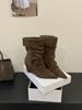 2025 осень и зима новые ботинки-чулки средней длины на танкетке с французским острым носком в стиле вестерн ковбойские короткие ботинки женские