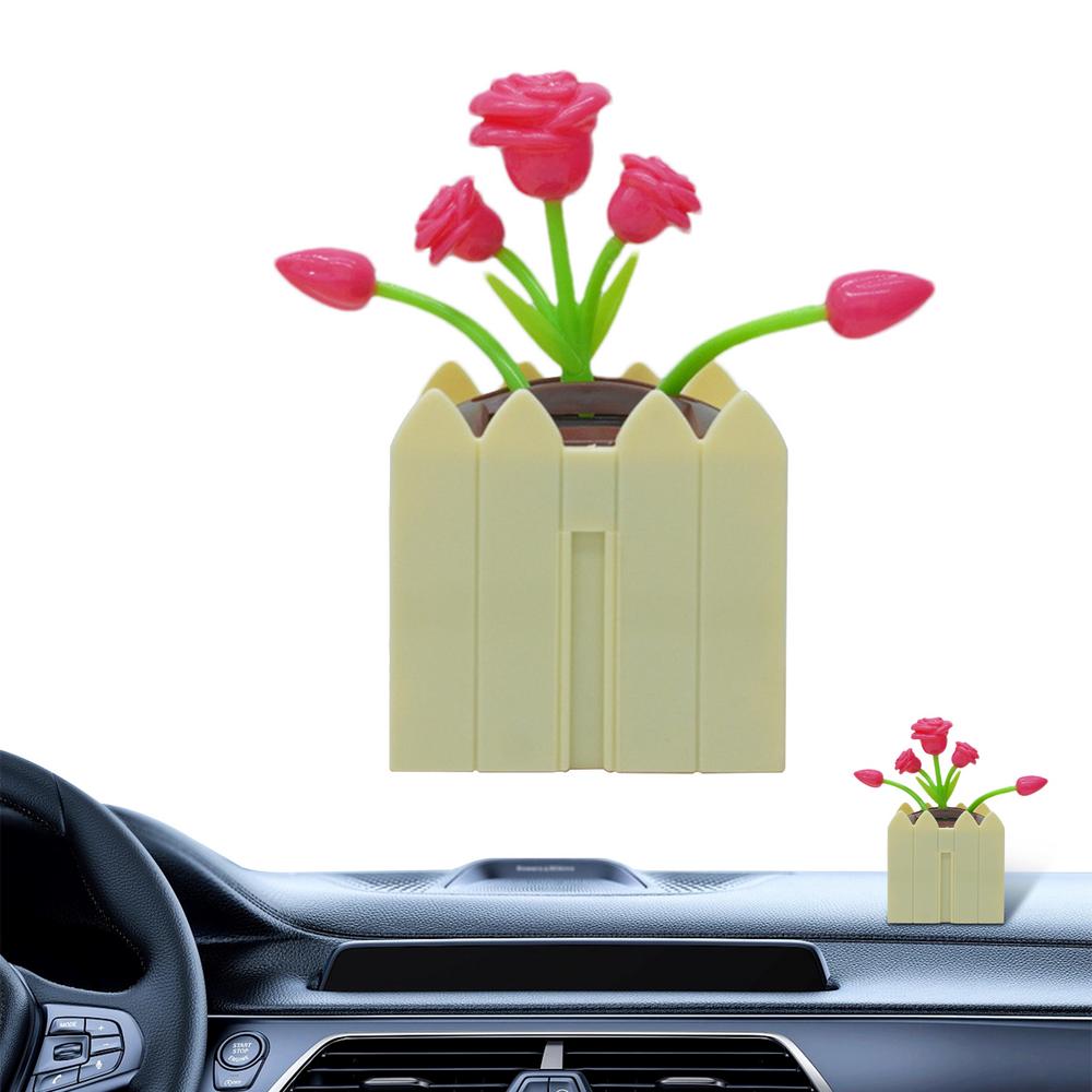 Цветочная приборная панель Bobblehead Solar Shaking Head Украшение для салона автомобиля Цветок в горшке Bobble Head Игрушка для женщин и мужчин Интерьер автомобиля