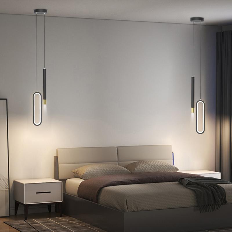 Modern Bedroom Bedside Pendant Lamp with Rotatable Spotlight for Picture Bedside Reading Lighting LED Suspension Hanging Light