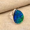 Blue Australian Triplet Opal Gemstone Handmade 925 Sterling Silver Ring Jewelry For Thanksgiving
