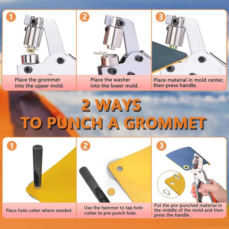 1 Набор Портативный Ручной Металлический Пробойник для Люверсов Зажим для Кожи Холста Одежды DIY Тент Кольцо 10 мм Комплект Инструментов для Зажима Люверсов