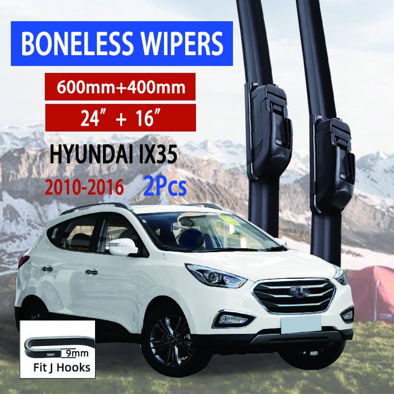 Для Hyundai ix35 2010-2016 автомобильный стеклоочиститель U-образный мягкий резиновый бескаркасный без кронштейна автомобильные дворники 24"+16"