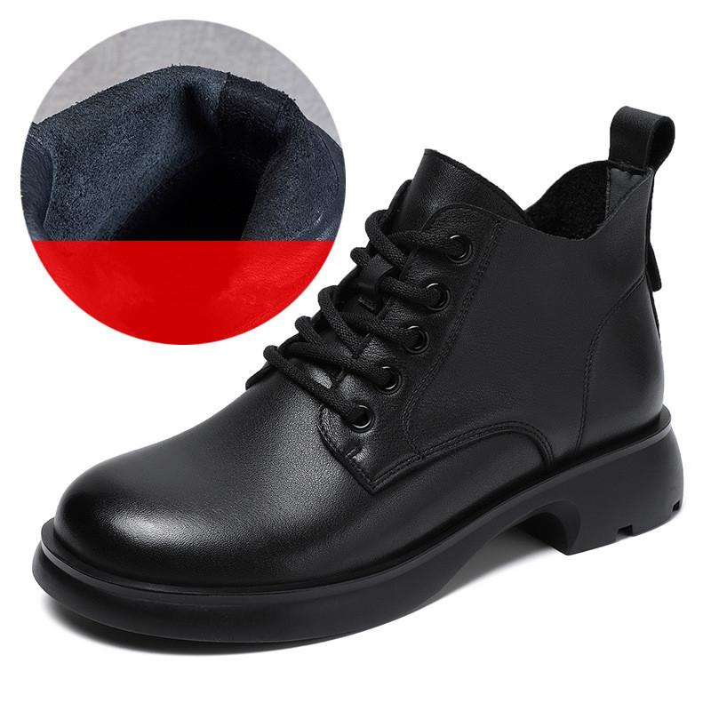 Johnature Женская обувь. Короткие ботинки из натуральной кожи. Повседневные однотонные универсальные ботинки на шнуровке.