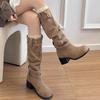 Pleated Pile Fashion Boots Women's Thick Heel Skinny Versatile Long Boots Western Boots Tall Boots