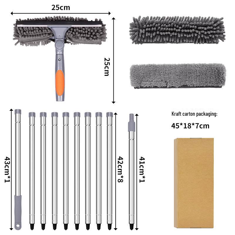 Двусторонний стеклоочиститель с высоким подъемом: Артефакт 2-в-1: шест для сращивания и скребок для окон