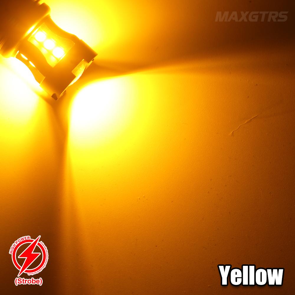MAXGTRS 2x Strobe Flash P21/5W S25 1157 Bay15D 3030 LED Chip Bulb 7443 1156 Car Stop Backup Brake Parking Tail Signal Light