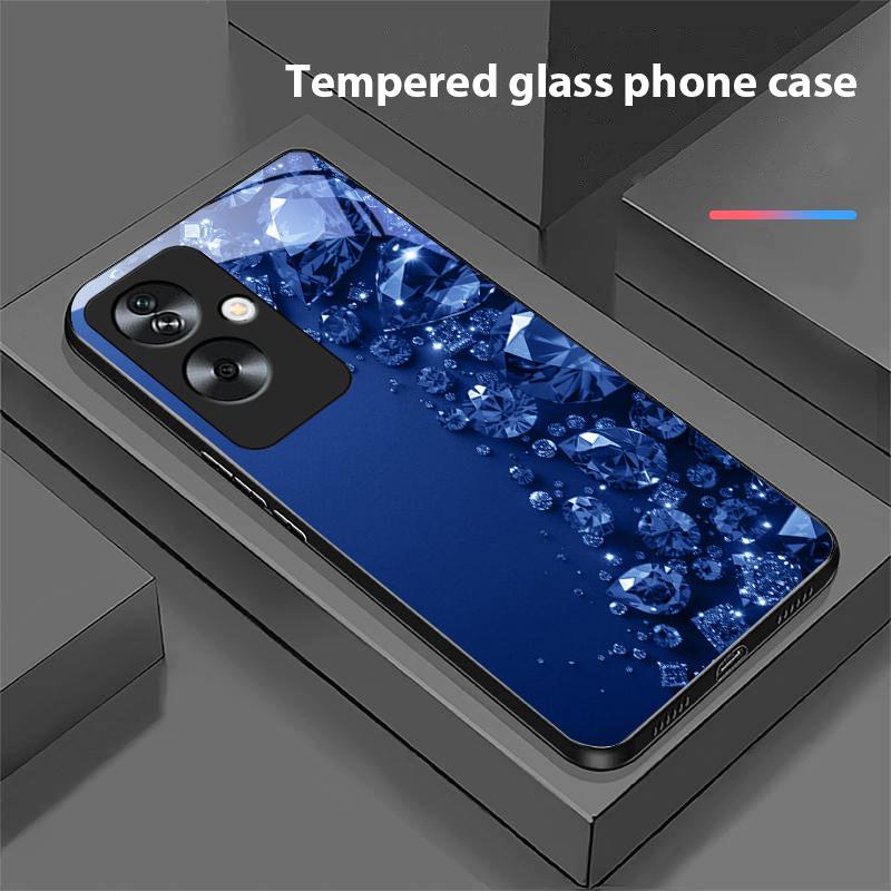 Полностью бриллиантовый чехол для телефона Oppo A79 5G 58 78 74 60 4G Reno 11F Realme GT 6 11 Note 50 10 C55 X2 из закаленного стекла, черный