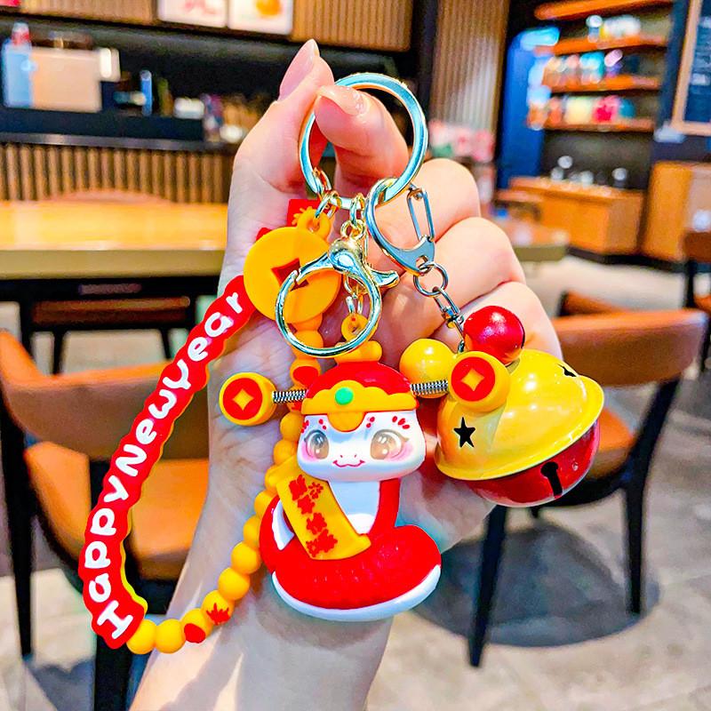 Playful Silicone Snake Year Keychain With Traditional Chinese Elements For Memorable Presents