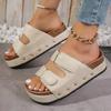 Summer New Fashion Retro Word with Muffin Bottom Rivet Beach Slippers Women