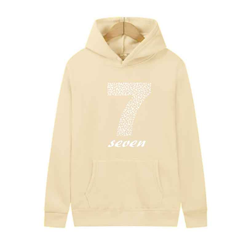 2025 Unisex Sweatshirt Casual Sports Pullover Top Harajuku Long-sleeved Hoodie Creative Number 7 Print Men Women Wear
