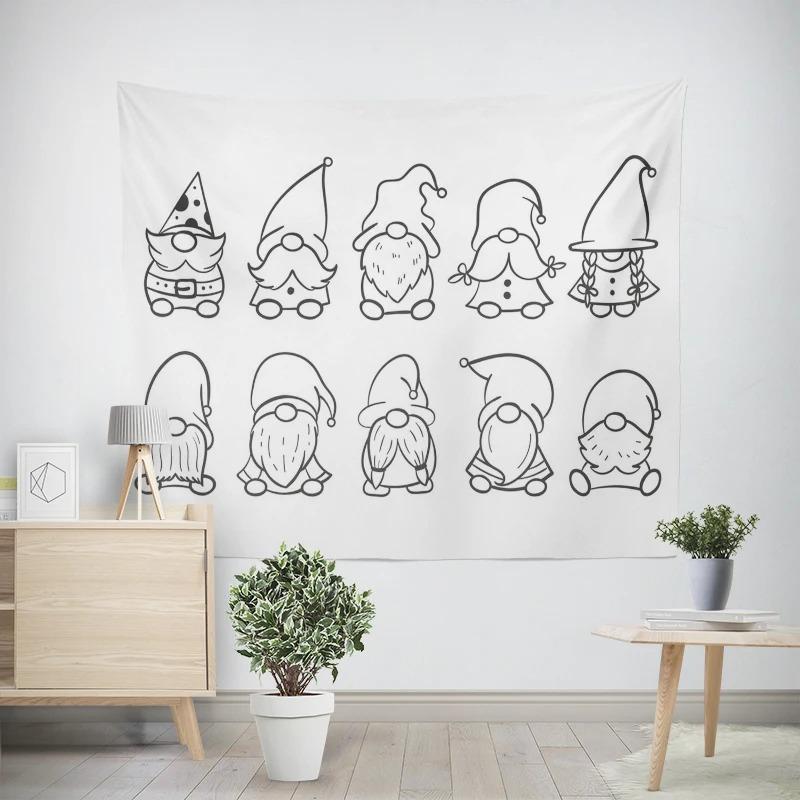 Рождественский новогодний узор с изображением гнома-гнома для гостиной и спальни, декоративный гобелен