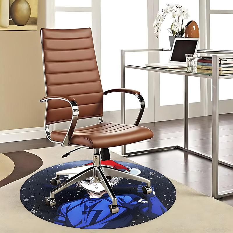 1pc Anime Design Round Carpet - Christmas Theme with Santa Hat for Office Chair Mat, Non-Slip Rug Suitable for Home Decor, Living Room