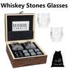 Набор стаканов Whisky Stones, гранитный кубик льда со стеклянным стаканом для виски в деревянной коробке для бутылок, подарок на День отца для папы