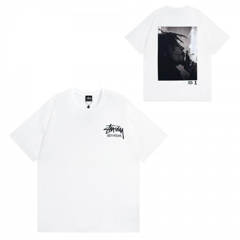 Mens Casual Short Sleeve Cotton T-Shirt With Letter Print Loose Fit Streetwear Style