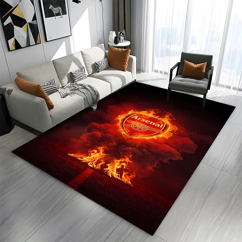 "Burning Arsenal Emblem on Fire" Patterned carpet a non slip rug suitable for all seasons and any setting, gift