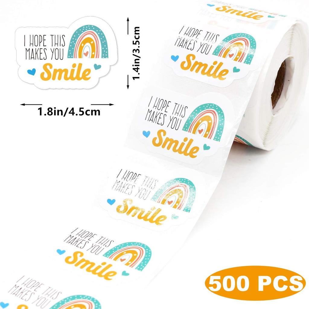 500 Stickers/roll, I Hope This Will Make You Smile, Decorative Stickers, Rainbow Stickers, Thank You Stickers, Party Decorations, Commercial Stickers