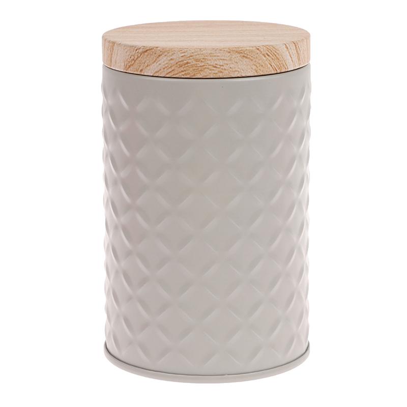 Wood Grain Tin Box Metal Storage Box Home Organizer Coffee Tea Cans Christmas