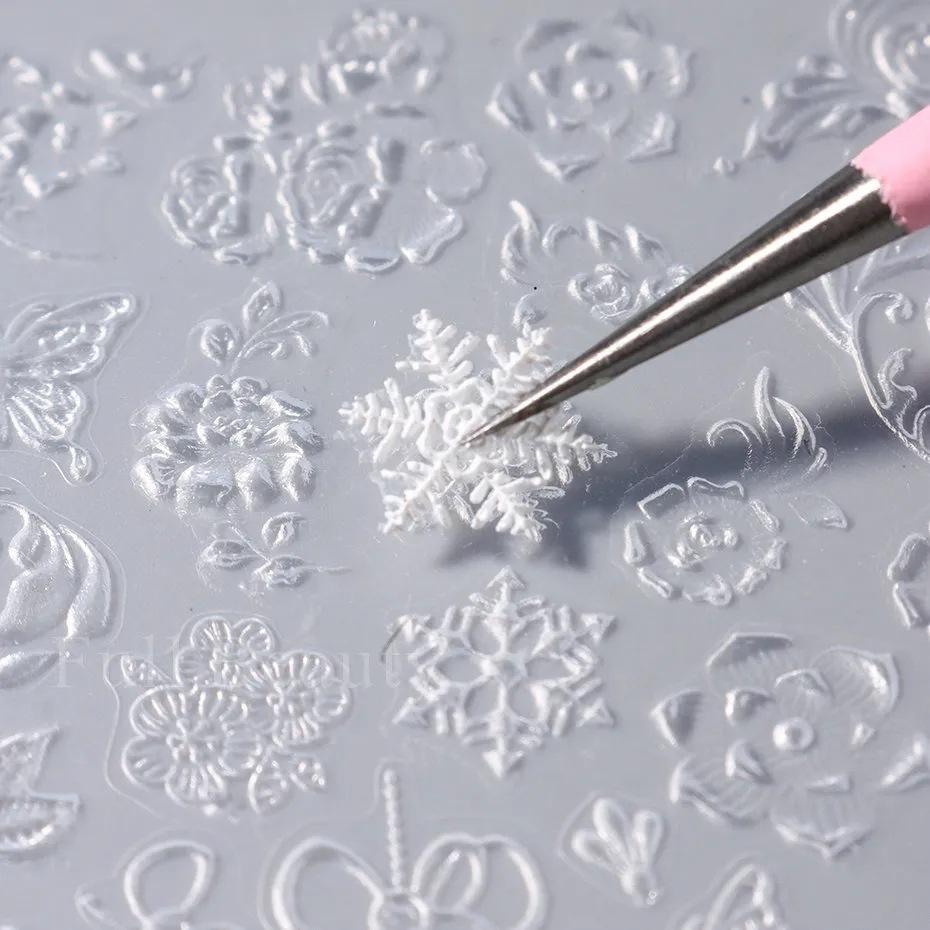 3D Silicone Nail Carving Mold Snowflake Butterfly Multi-Designs Stamping Plate Gel Stencils DIY Manicure Accessory Nail Tools