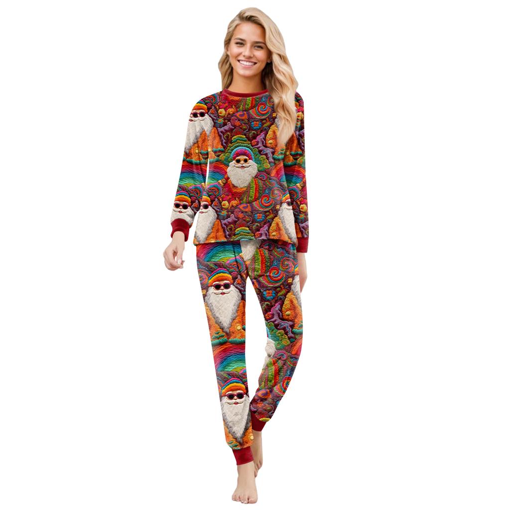 Парный семейный рождественский фланелевый домашний комплект с принтом, топ с длинным рукавом и брюки