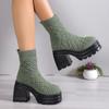 Large Size New Fashion Short Boots High Top Elastic Socks Boots Thick Heel Thick Soled Boot
