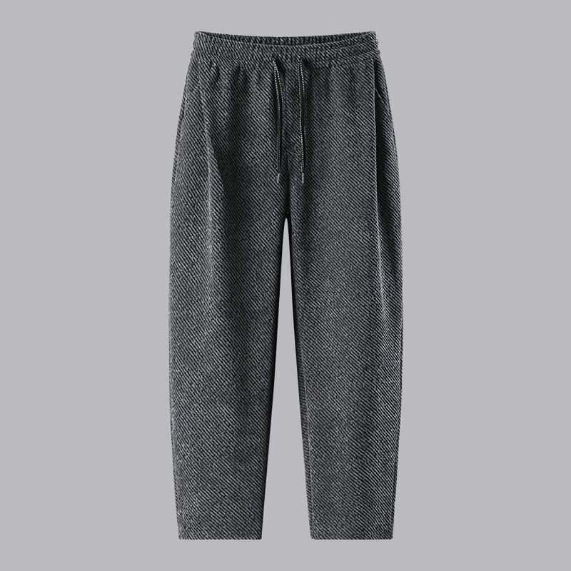 ROMON Men's Twill Jacquard Loose Straight-Leg Casual Pants