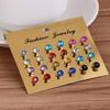 E320 Korean Multi-Color Fresh Diamond Earrings - Set of 12 Pairs