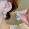 Super Flash Zircon Flower Stud Earrings Women's Korean Personality Earrings Fashion Niche Design Earrings