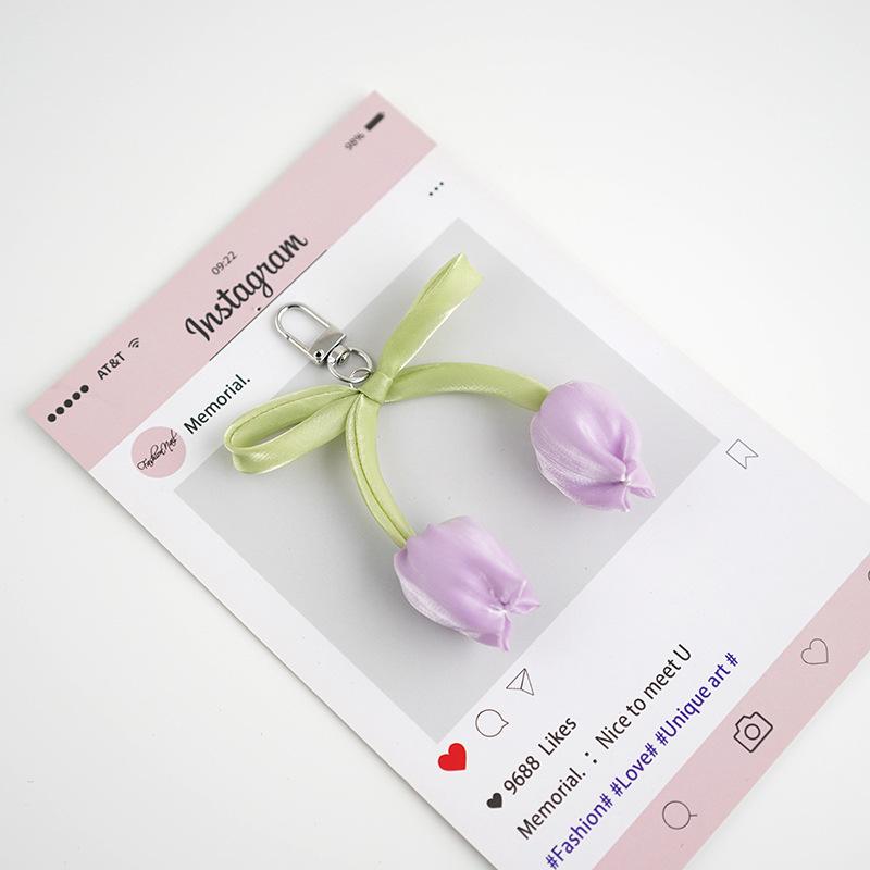 Трендовый Универсальный Брелок с Бантом-Тюльпаном Милый Брелок-Подвеска с Бантом для Женщин Девочек Изысканные Аксессуары для Украшения Рюкзака Подарки