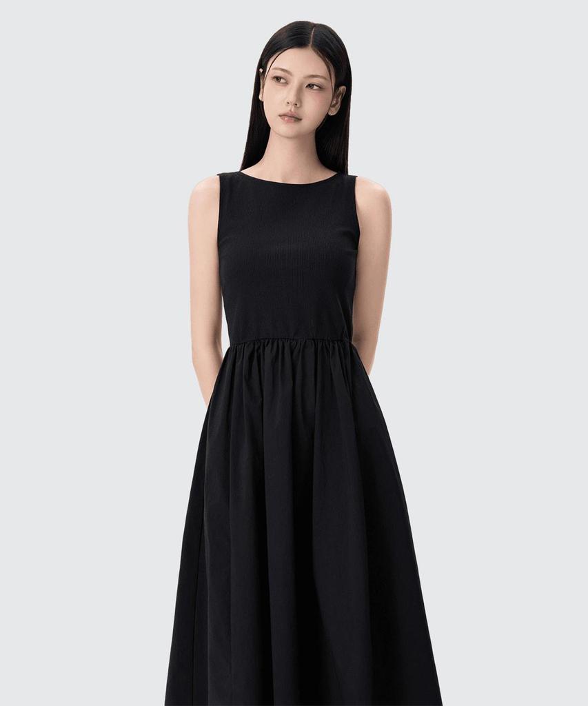 MIXXO Комбинированное длинное платье без рукавов_Miwowg702G