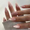 24Pcs Nude Polka Dot Cat-Eye Almond False Nails Short Length Resin Press On Nails For Women