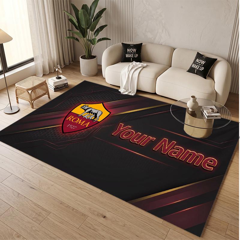 Personalized Crystal Velvet Carpet AS Roma FC Pattern Non Slip Floor Rug