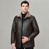 Мужская куртка из натуральной кожи на осень и зиму из овчины и меха, цельнокроеная, плюс бархат и утолщенная куртка для пап среднего возраста