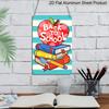2D Flat, 1pc Cute "Back To School" Metal Wall Art Sign with Apple & Book Stack - 8*12 Inch Aluminium Rustic Classroom Decor, Colorful Cartoon Style