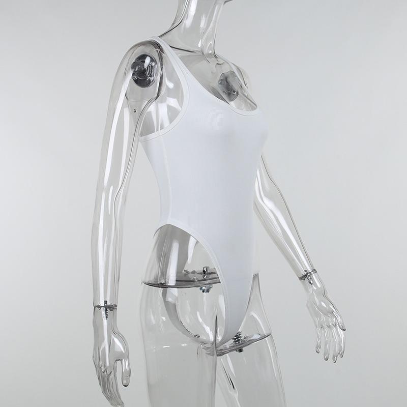 Summer New Casual Sexy Slim Fit Jumpsuits Women Fashion Sleeveless Solid Elegant Women's Bodysuits Simple High Waist Base Ladies Rompers 26432