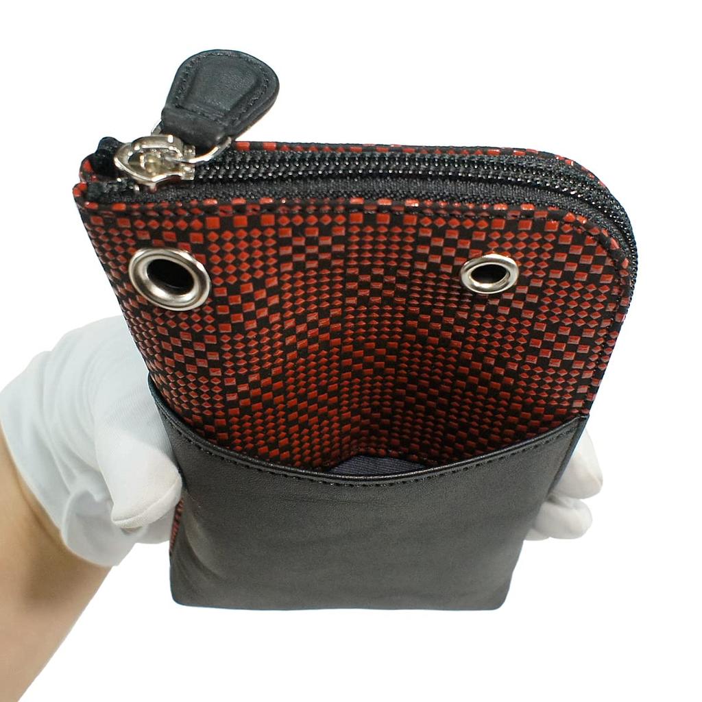 Чехол для смартфона Indenya Inden Sacoche Smartphone Pochette из оленьей кожи черного и красного лака с мелким клетчатым узором, индивидуальный цвет 5027-21-167