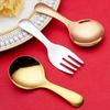 Детская ложка из нержавеющей стали, вилка с короткой ручкой, зеркальная полировка, пищевая мини-мороженая, десерт, чай, суп, ложка, лопатка, кухонные столовые приборы, посуда