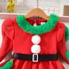 Girls Christmas Party Faux Patchwork Dress Costume