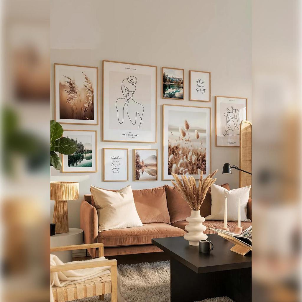 9-Piece Wooden Frame Look MDF Wall Art Set