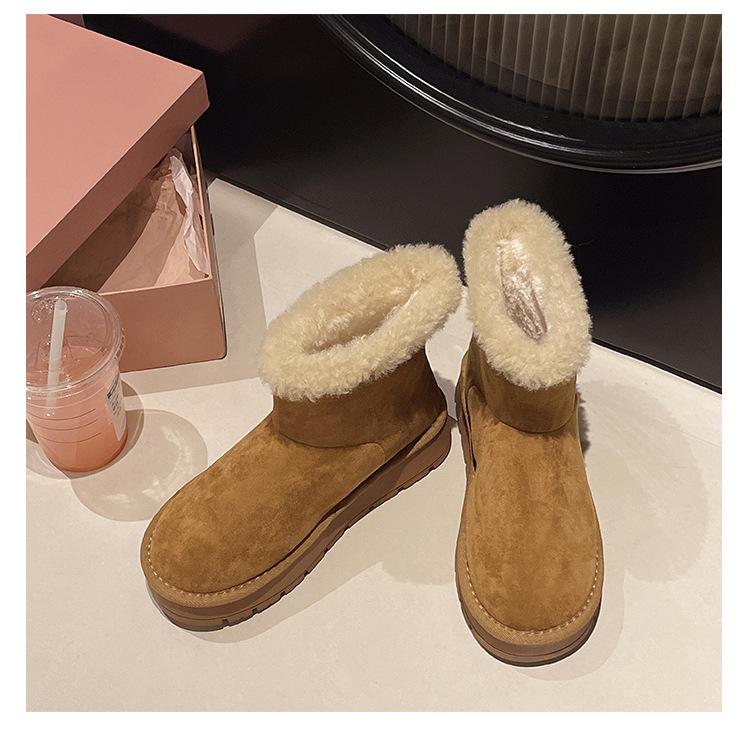 [Фанфна] Утепленные теплые ботинки на толстой подошве для женской осени 2025 года, новые нескользящие плюшевые снежные хлопковые ботинки
