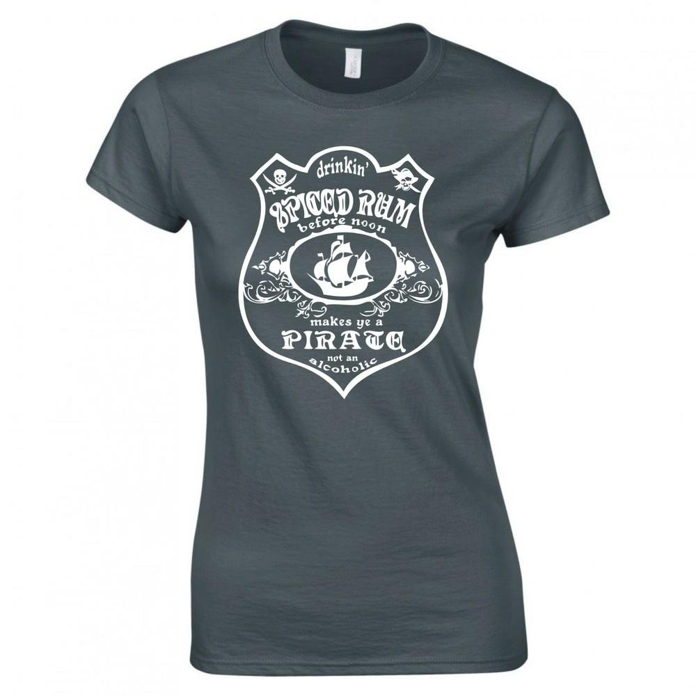 Funny Drinkin Spiced Rum Before Noon Makes Ye A Pirate Skinny Fit TShirt