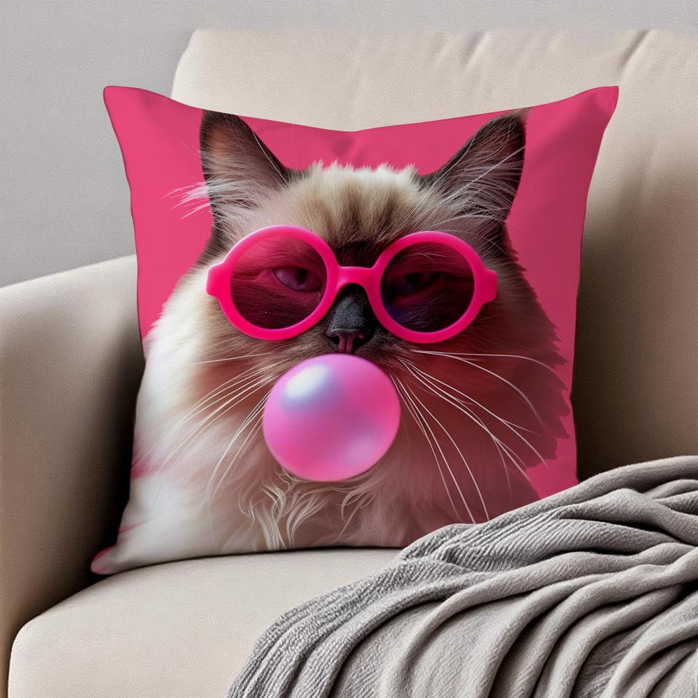 Vibrant Animal Bubble Fashion Tiger Cushion Cover Pillowcase Antidustmite Invisible Zipper Short Plush Sofa Cushion