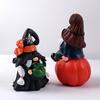 Halloween Gnome Decoration Pumpkin Couple Resin Figurine Fairy Tale Themed Gnome Sculpture Indoor Outdoor Table Desk Home Decor