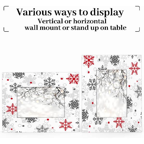 5x7 Picture Frame White Winter Christmas Snowflake Photo Frame for Wall and Tabletop Display Wooden Photo Picture Frame Home Decor
